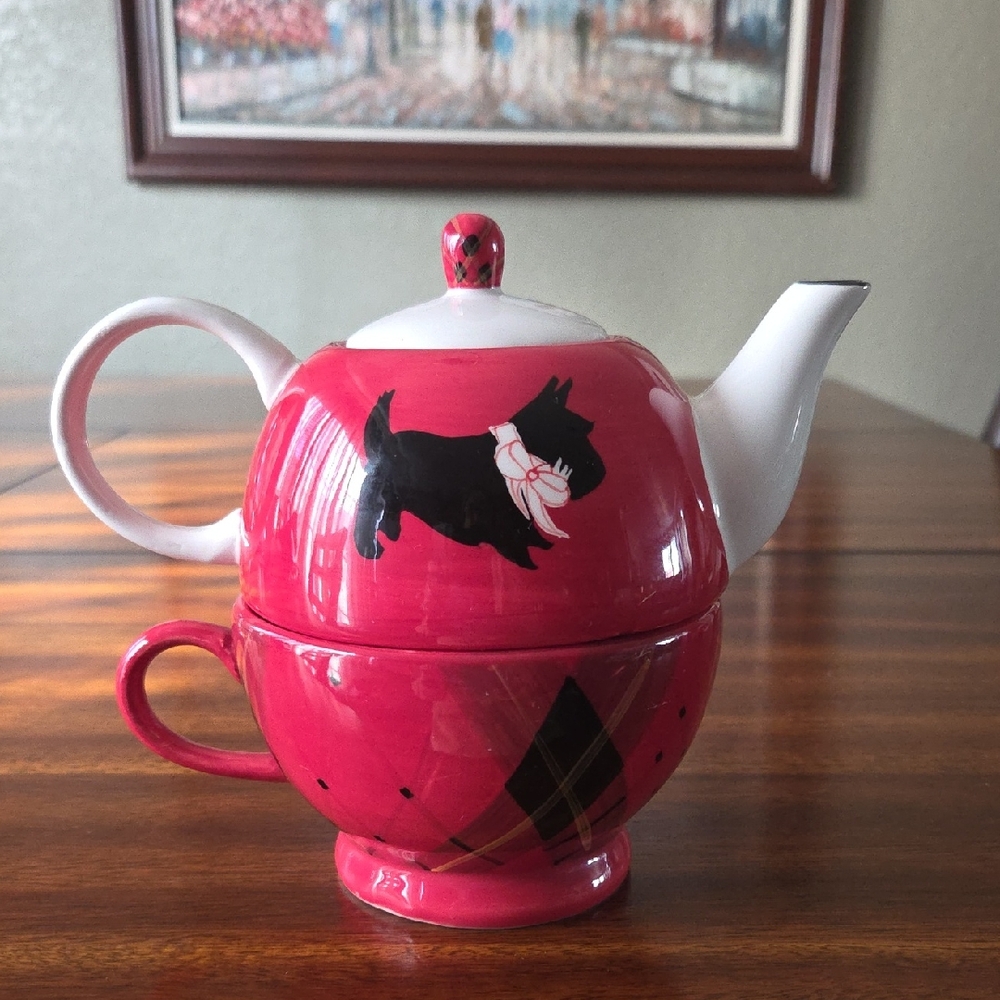Mesa International Ceramic Stackable Scottie Teapot/Cup